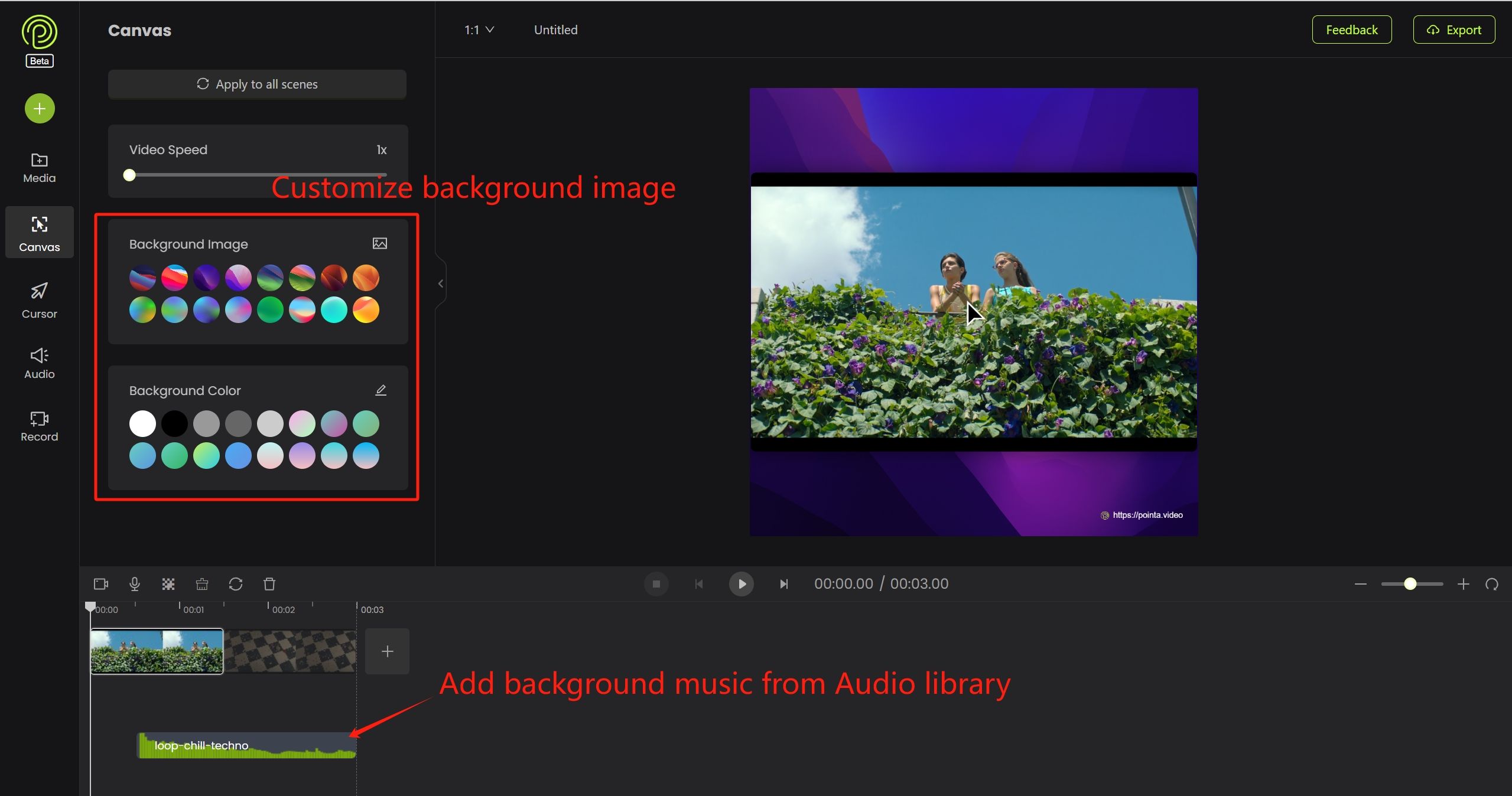 Customize Background Image and Audio