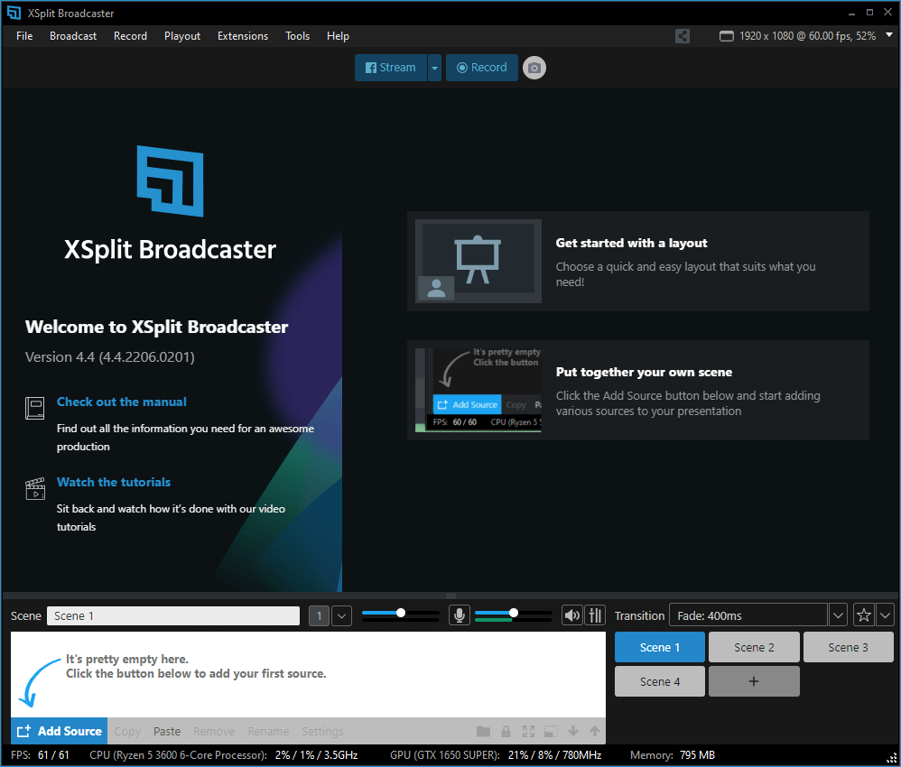 OBS Alternative - XSplit Broadcaster